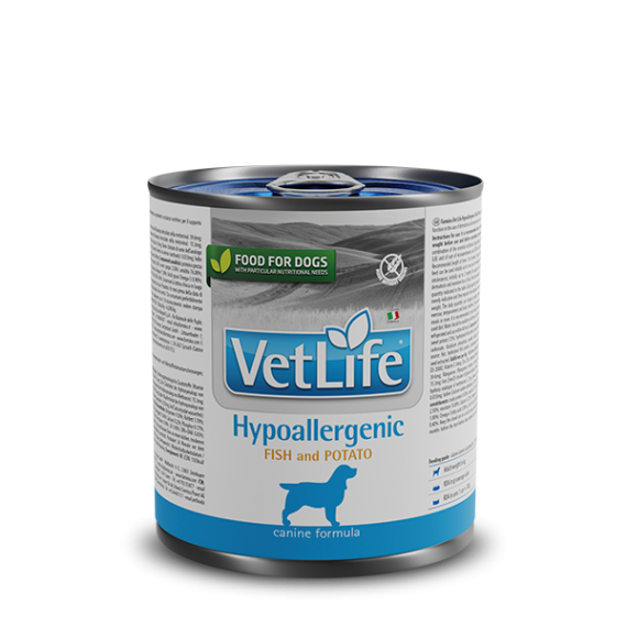 Vet Life 犬用皮膚保健低敏配方Hypoallergenic罐頭 (魚肉+馬鈴薯) 300g