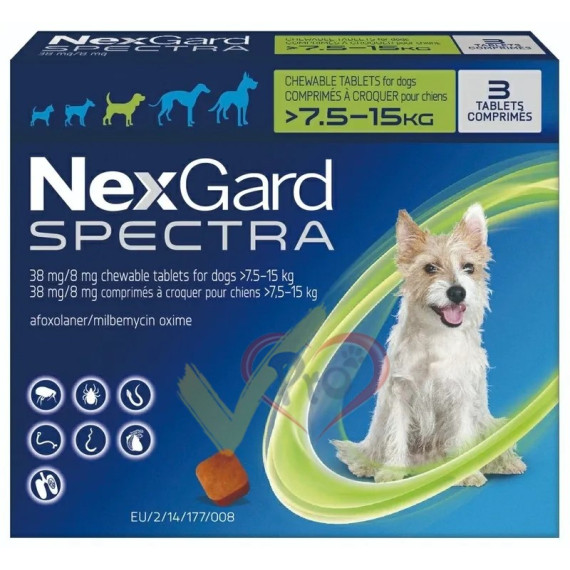 NexGard Spectra 中型犬  (7.5-15kg) 3粒盒裝